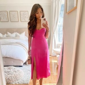 Abercrombie high slit midi dress in pink